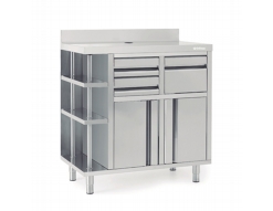 Infrico MCAF1000CD BACK BAR COFFEE UNIT 1000MM WIDE SHELVES TO LEFT Infrico MCAF1000CD BACK BAR COFFEE UNIT 1000MM WIDE SHELVES TO LEFT