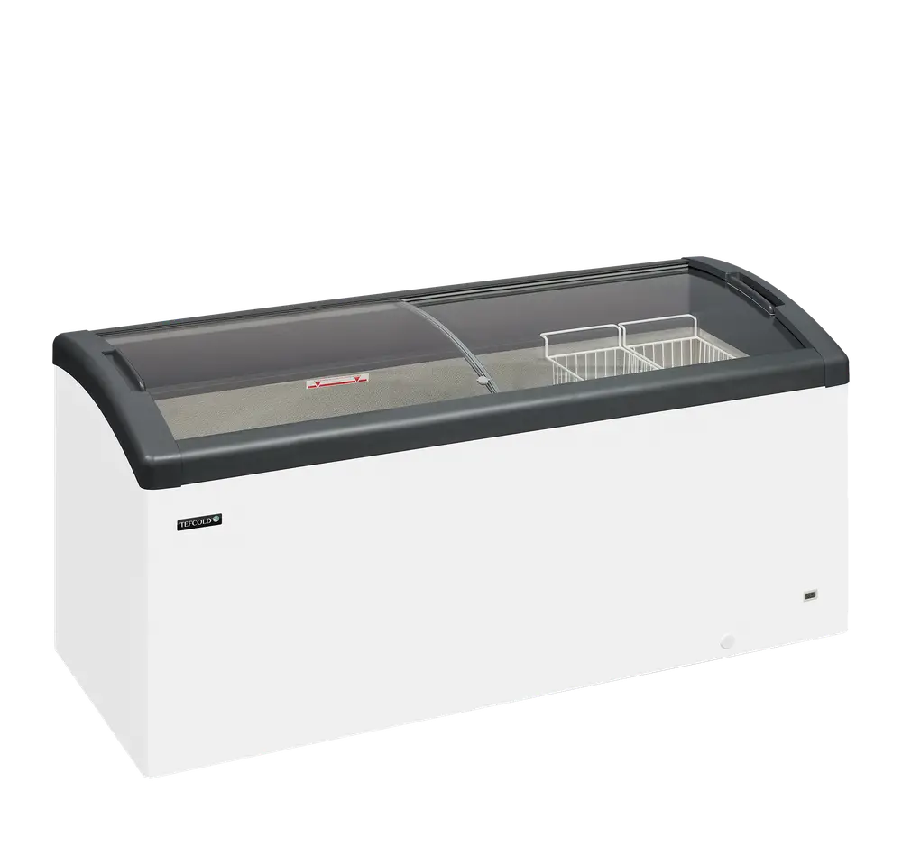 Elcold FOCUS 171 GREY Sliding Curved Glass Lid Chest Freezer