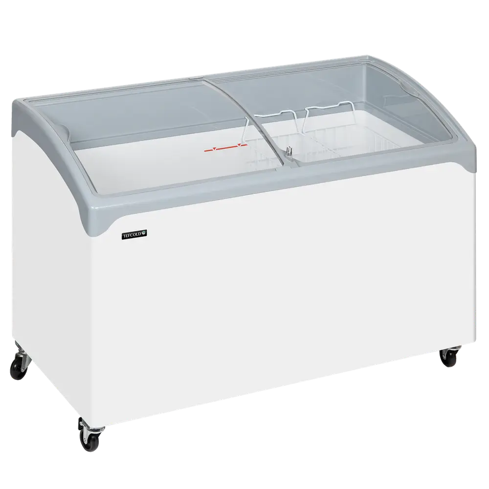 TEFCOLD NIC400SCEB LED Sliding Curved Glass Lid Chest Freezer