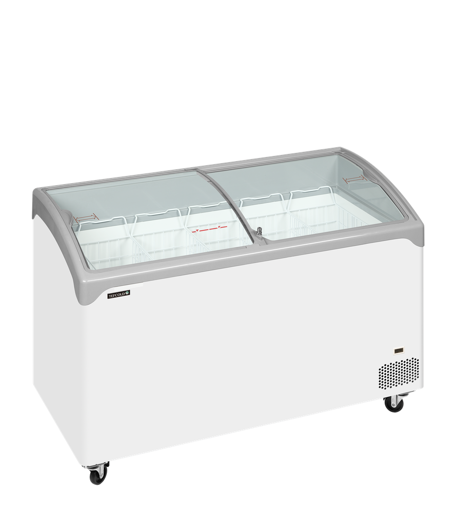 TEFCOLD NIC401SCEB Sliding Curved Glass Lid Chest Freezer