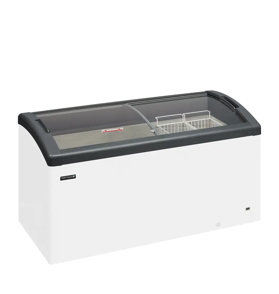 Elcold FOCUS 151 GREY Sliding Curved Glass Lid Chest Freezer