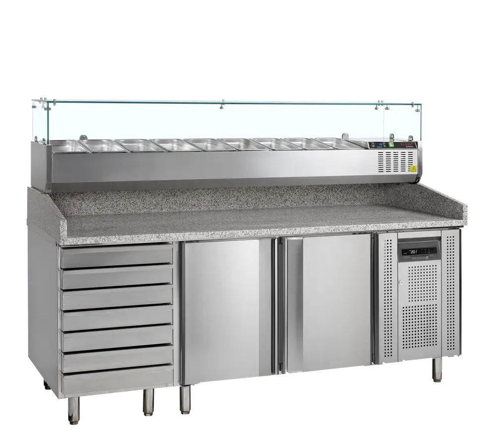 TEFCOLD PT1310 + GVC38-200 Pizza Table with Topping unit