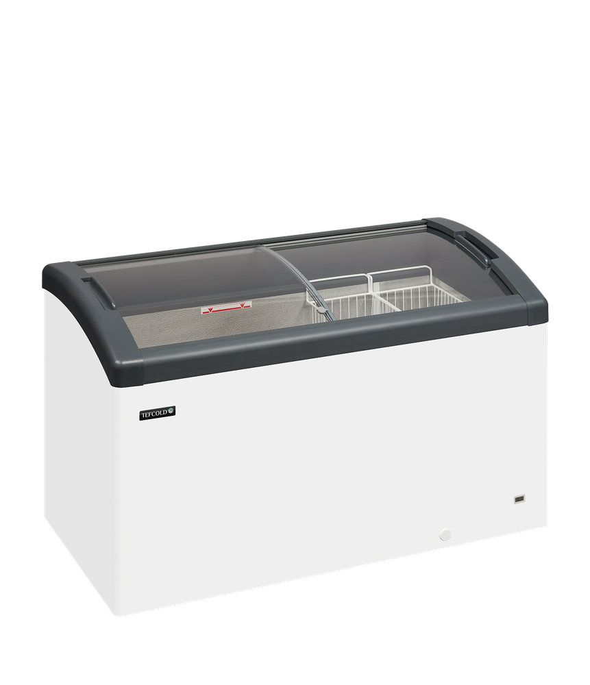 Elcold FOCUS 131 GREY Sliding Curved Glass Lid Chest Freezer
