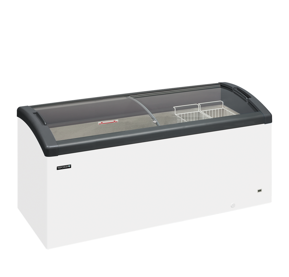 Elcold FOCUS 171 GREY Sliding Curved Glass Lid Chest Freezer
