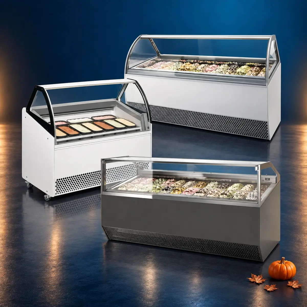 Ventilated ice cream display freezer